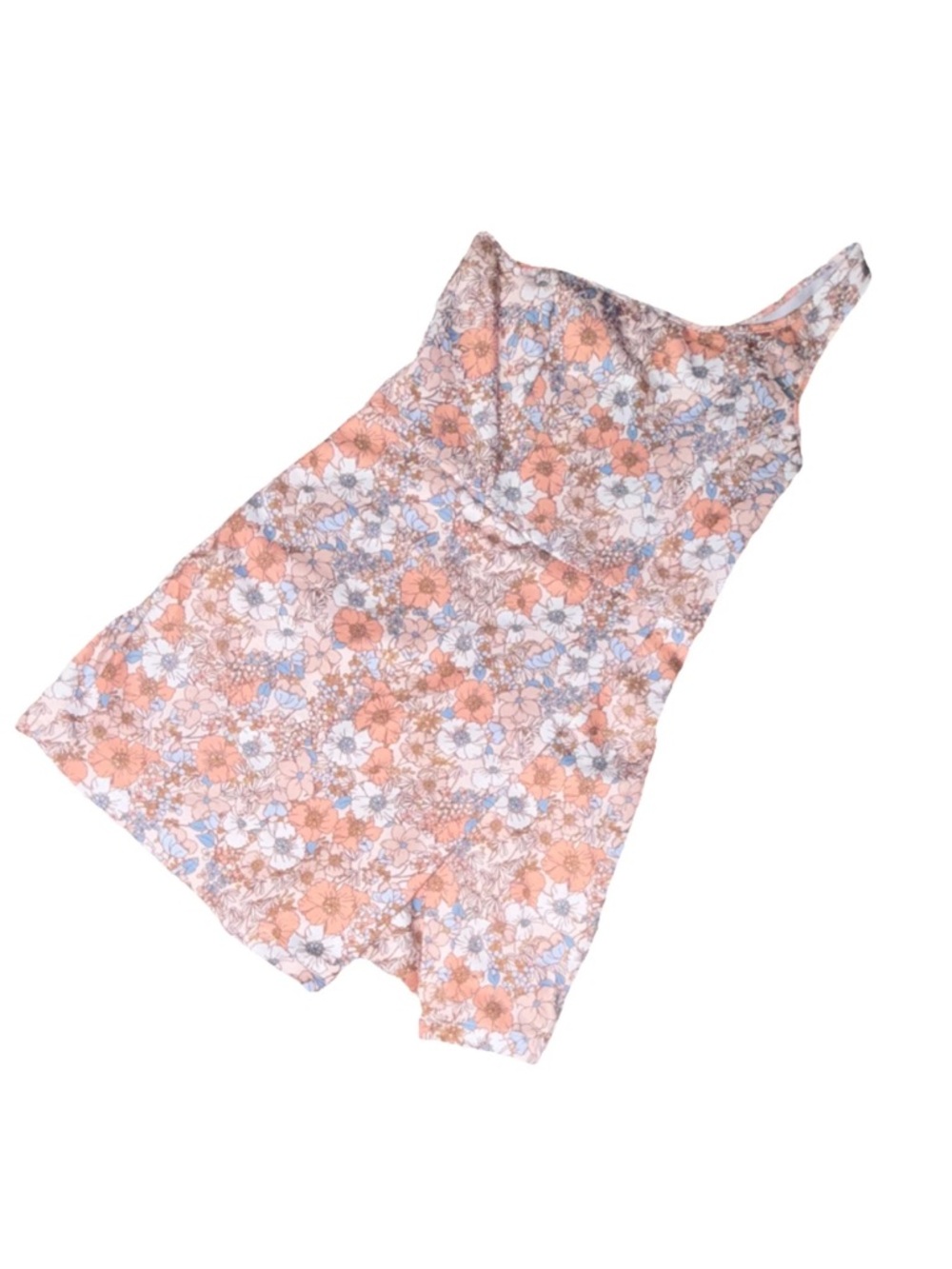 Altar’d Stare One-Shoulder Floral Romper in Peach and White - Picture 2 of 6